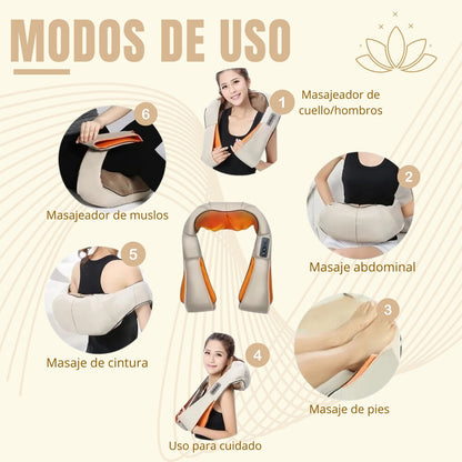 "✨ Relájate al Máximo: Masajeador para Cuello, Espalda y Hombros con 6 Modos de Alivio Instantáneo 💆‍♀️💆‍♂️🔥"